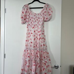 Loveshackfancy for target white floral orange red dress
